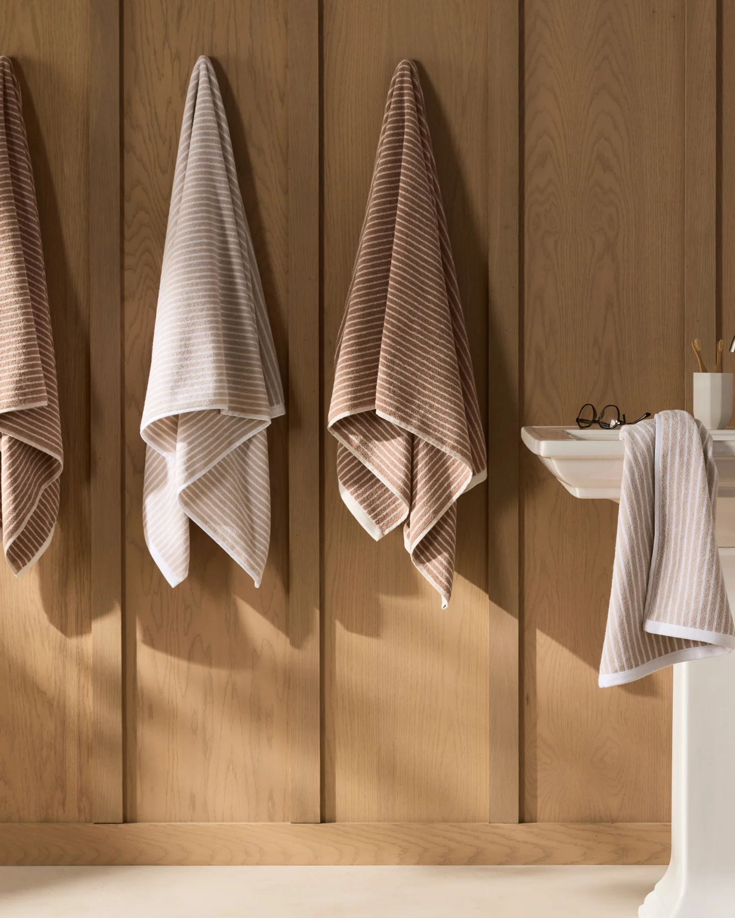 4+4 Pinstripe Bath Bundle - Bone and White - Image 2