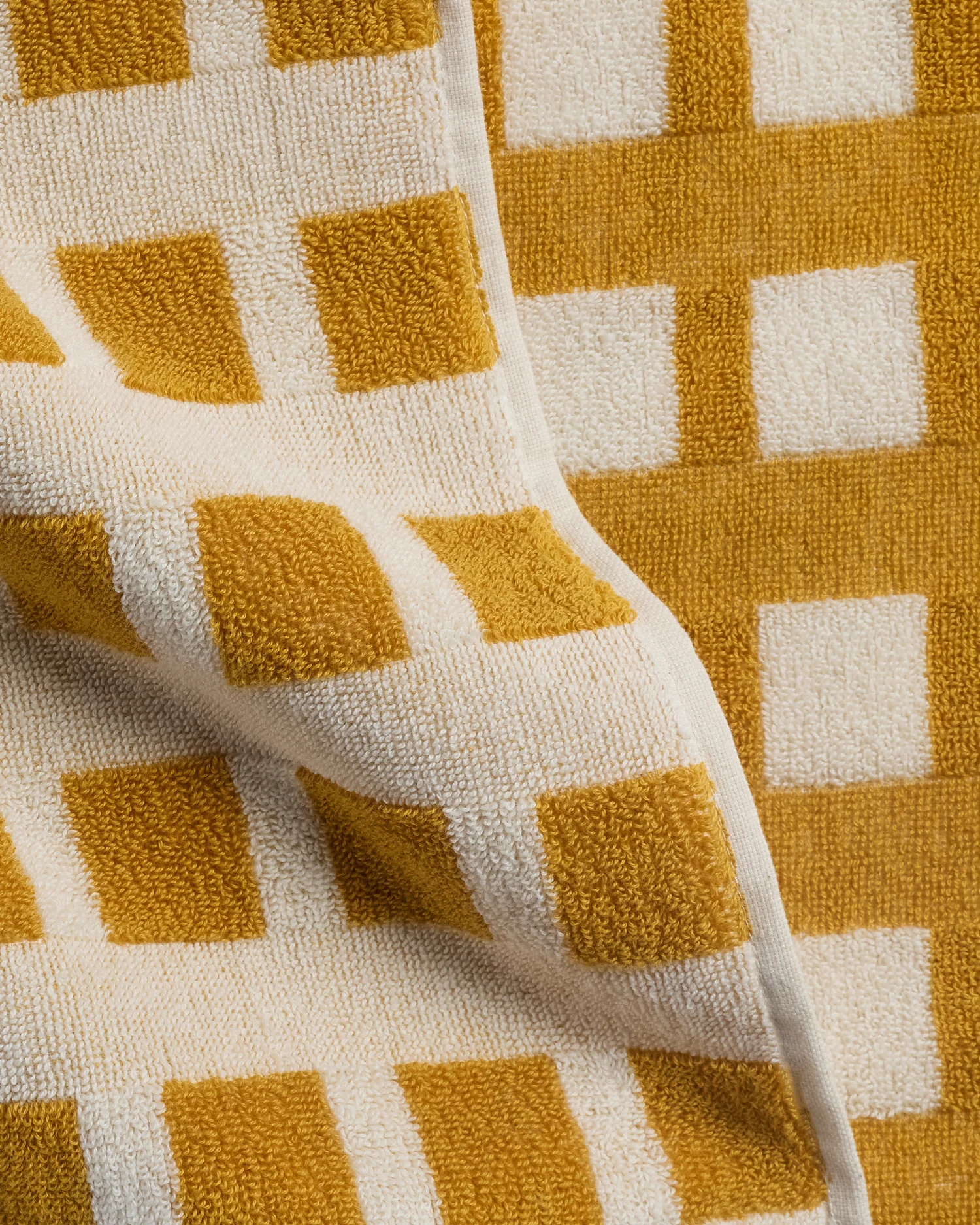 4x Capri Check Towel Bundle - Marigold with Natural - Image 3