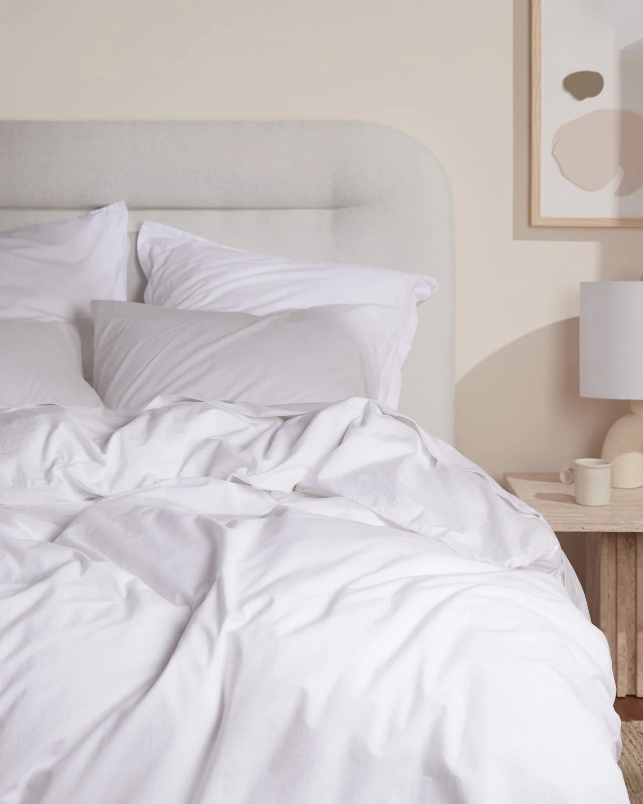 Brushed Cotton Duvet Cover Set - White K/CK - Image 4