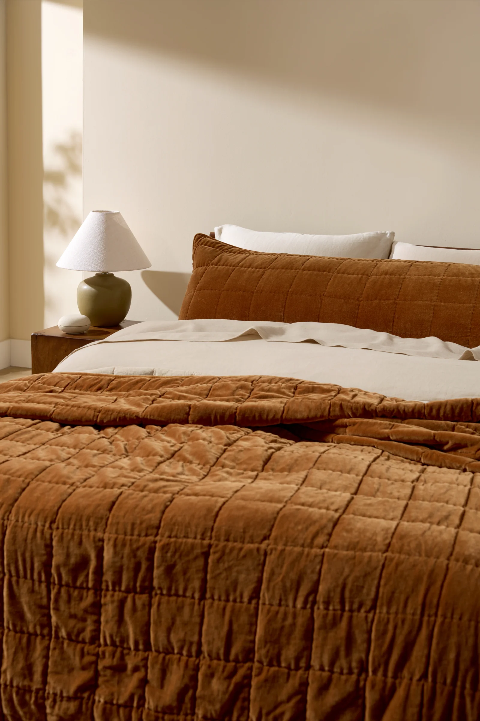 Hand Stitched Velvet Body Pillow Cover (Tobacco) - Image 2