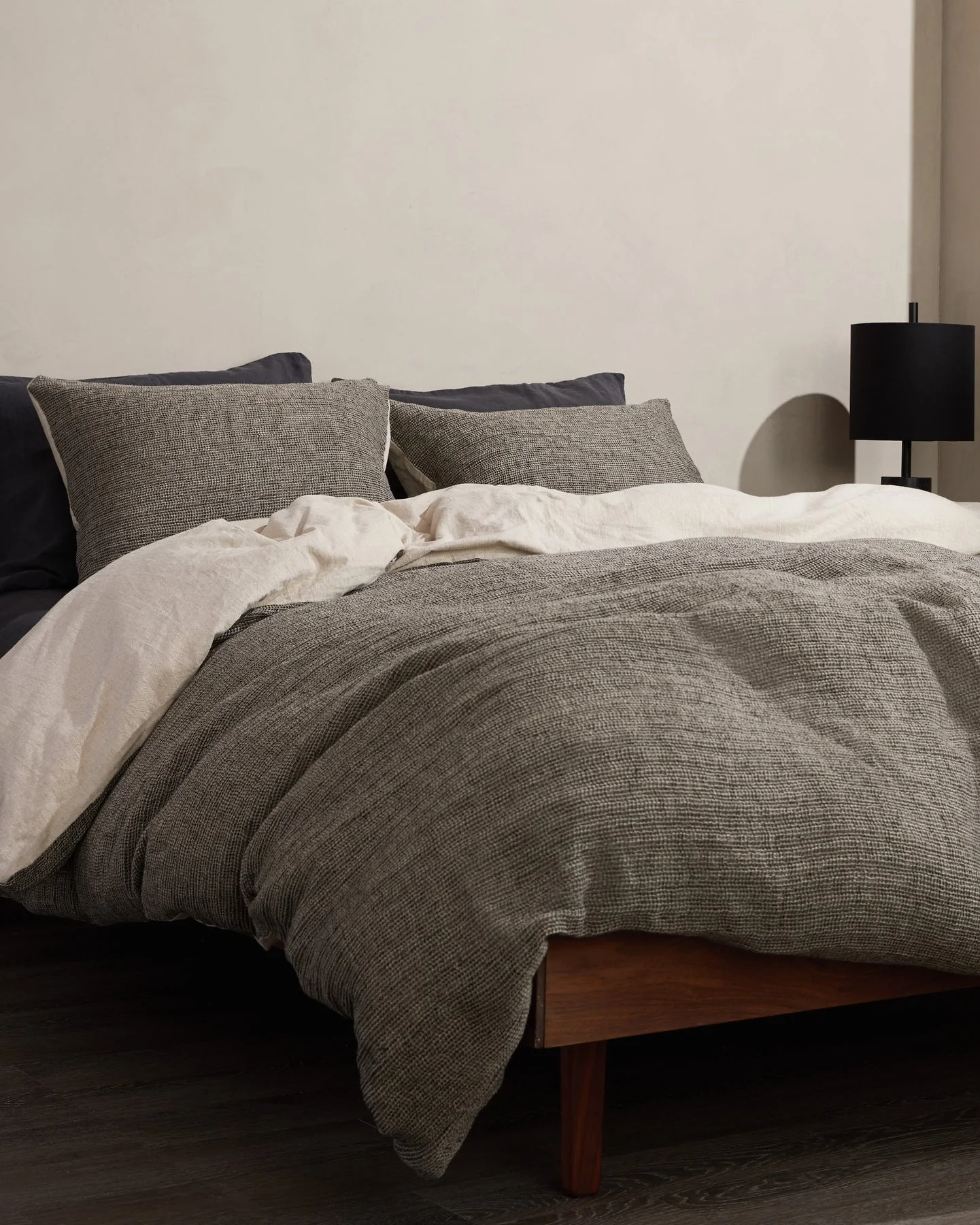 Honeycomb Sham Set - FINAL SALE (Soft Black and Natural) - Image 2
