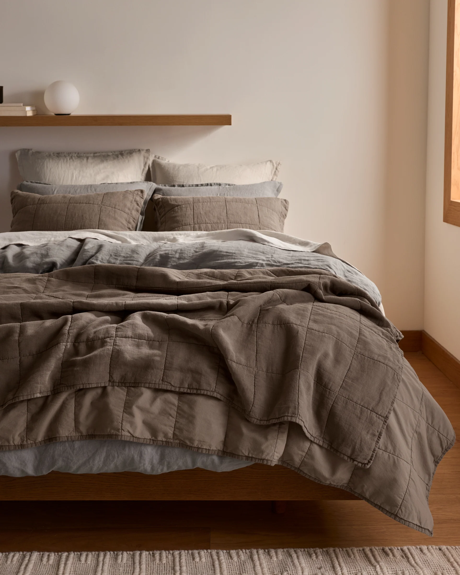 Linen Box Quilted Euro Sham (Warm Grey) - Image 4