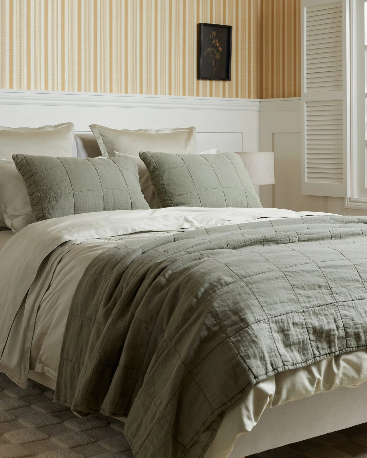 Linen Box Quilted Sham Set (Moss) - Image 4