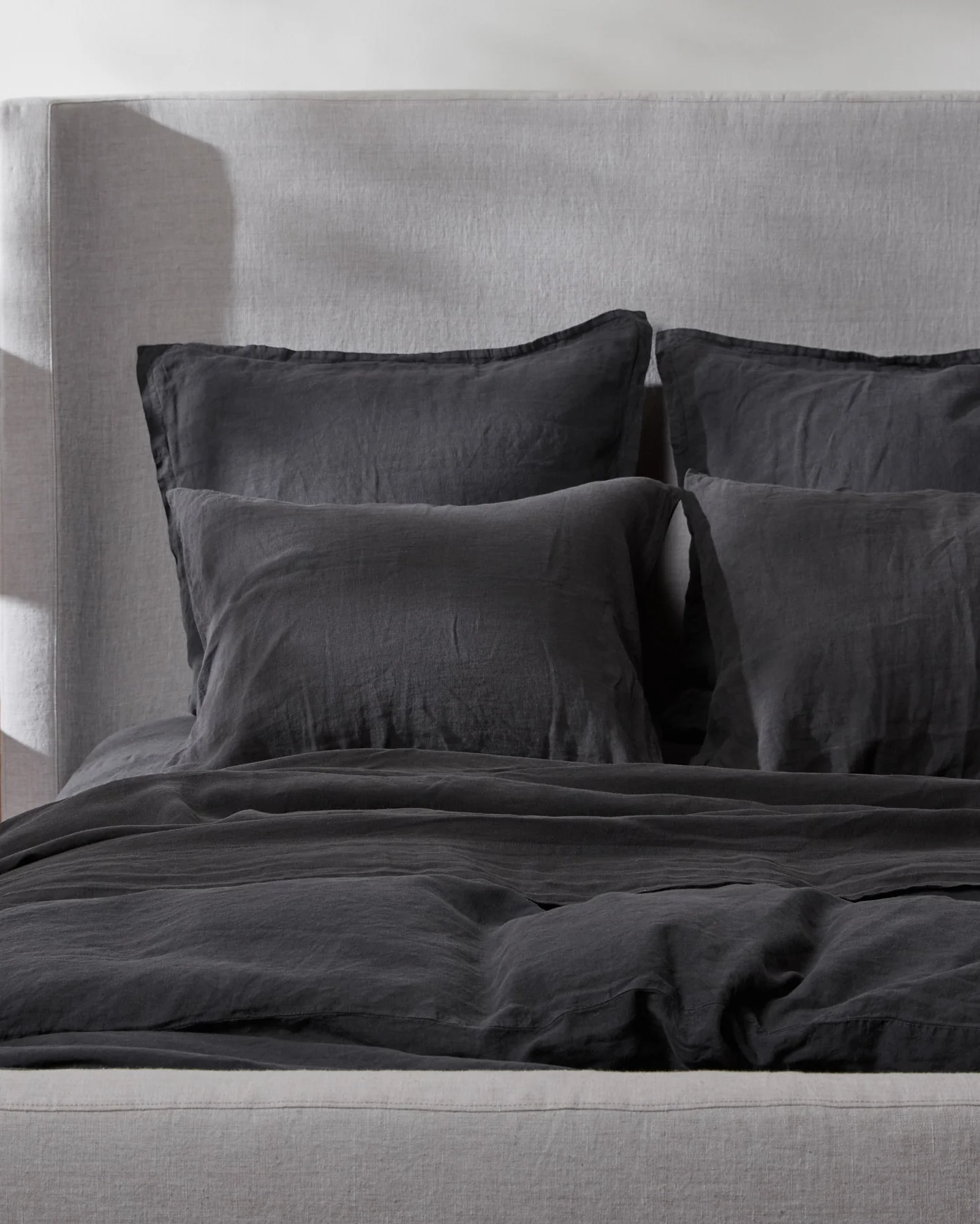 Linen Duvet Cover Set - Coal F/Q - Image 3