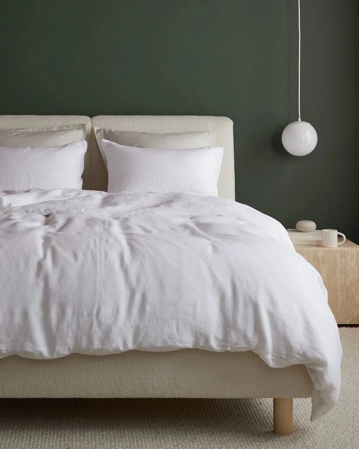 Linen Duvet Cover Set - White K/CK - Image 4