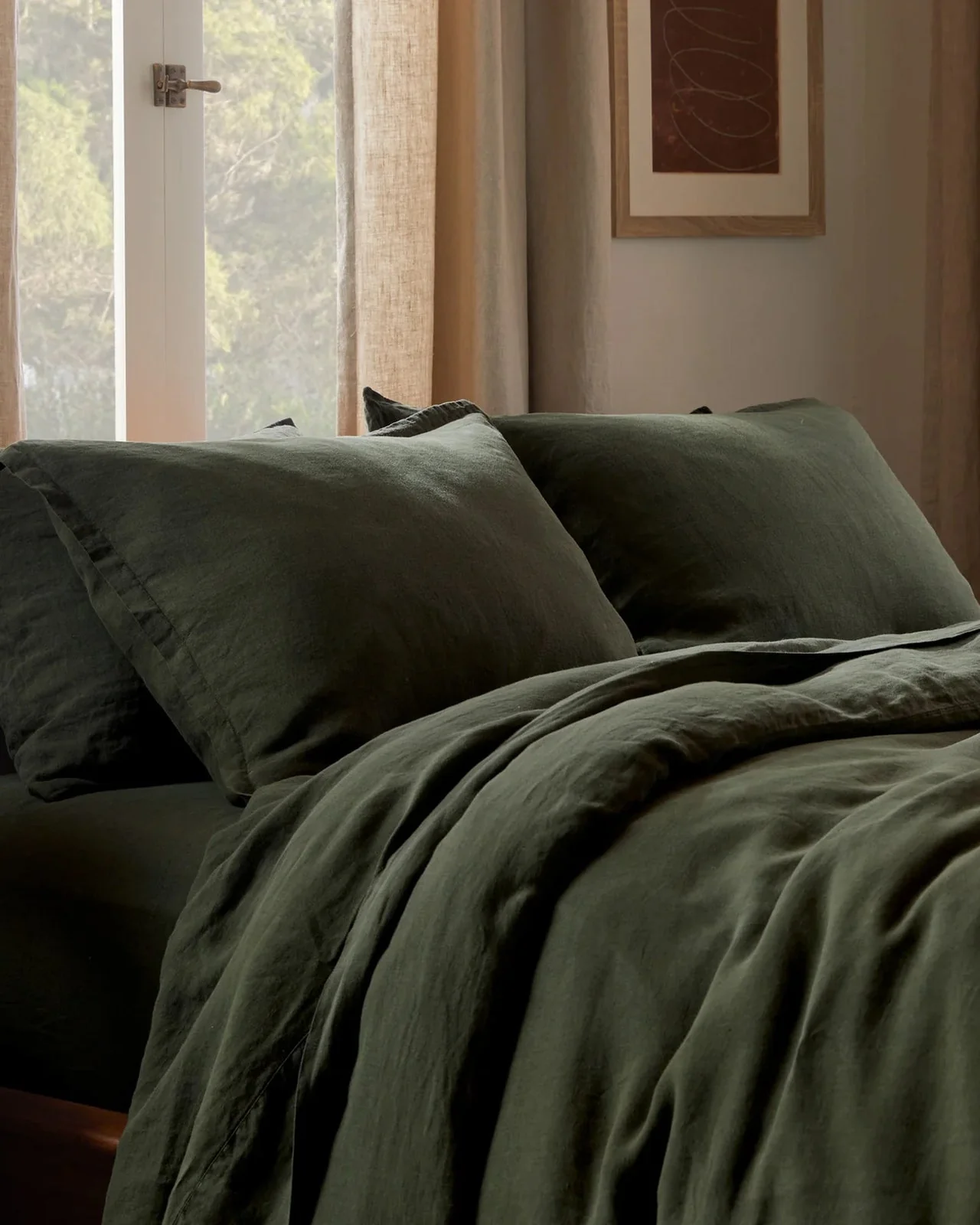 Linen Sheet Set - Evergreen F/Q - Image 2