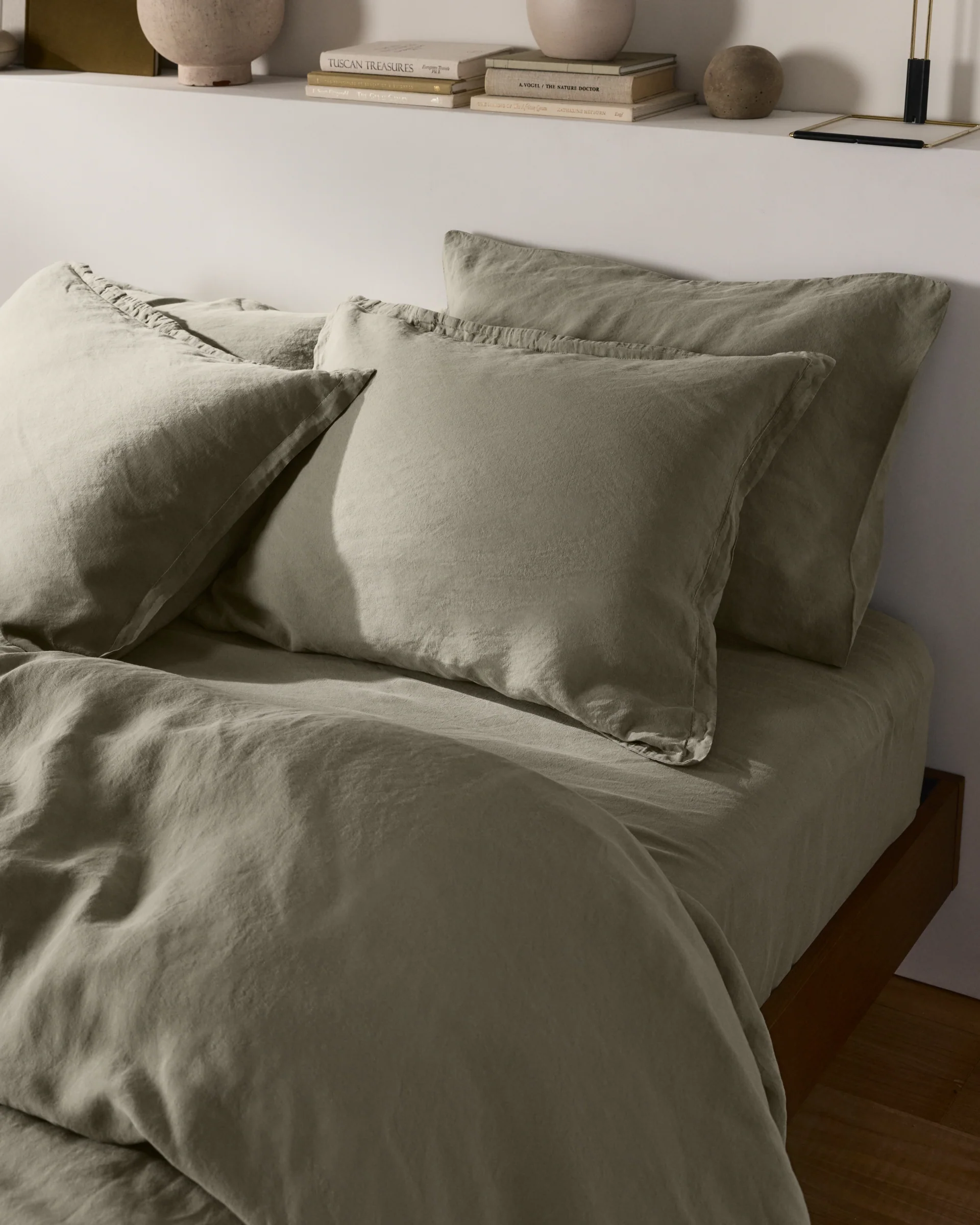 Linen Tencel Duvet Cover Set - Moss F/Q - Image 4