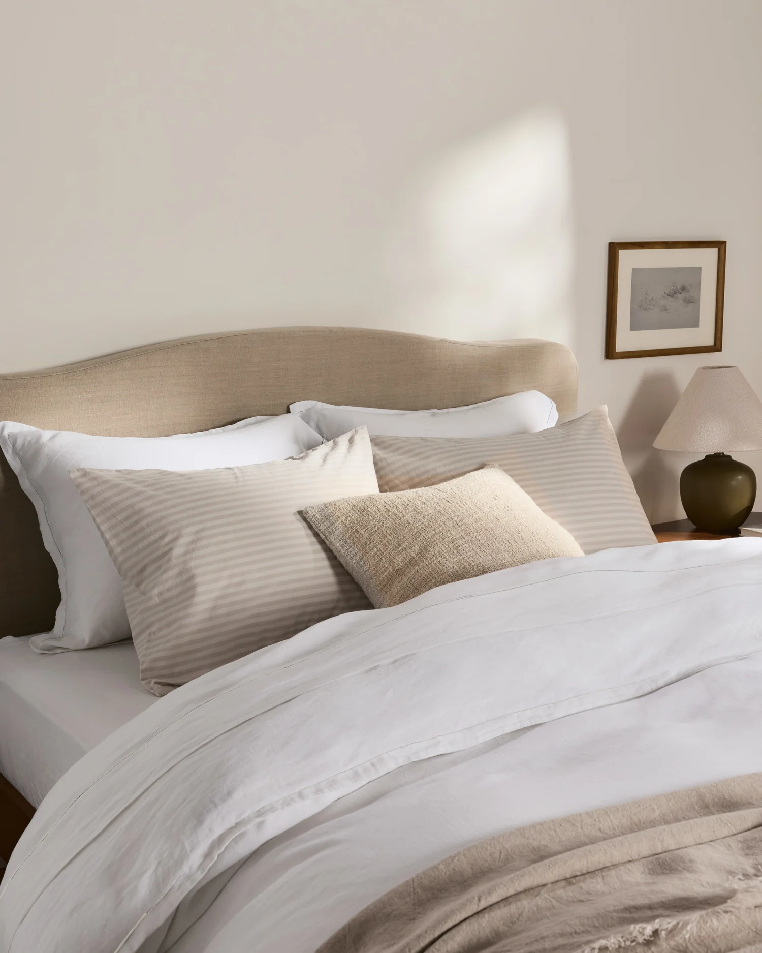 Linen Tencel Duvet Cover Set - White F/Q - Image 2