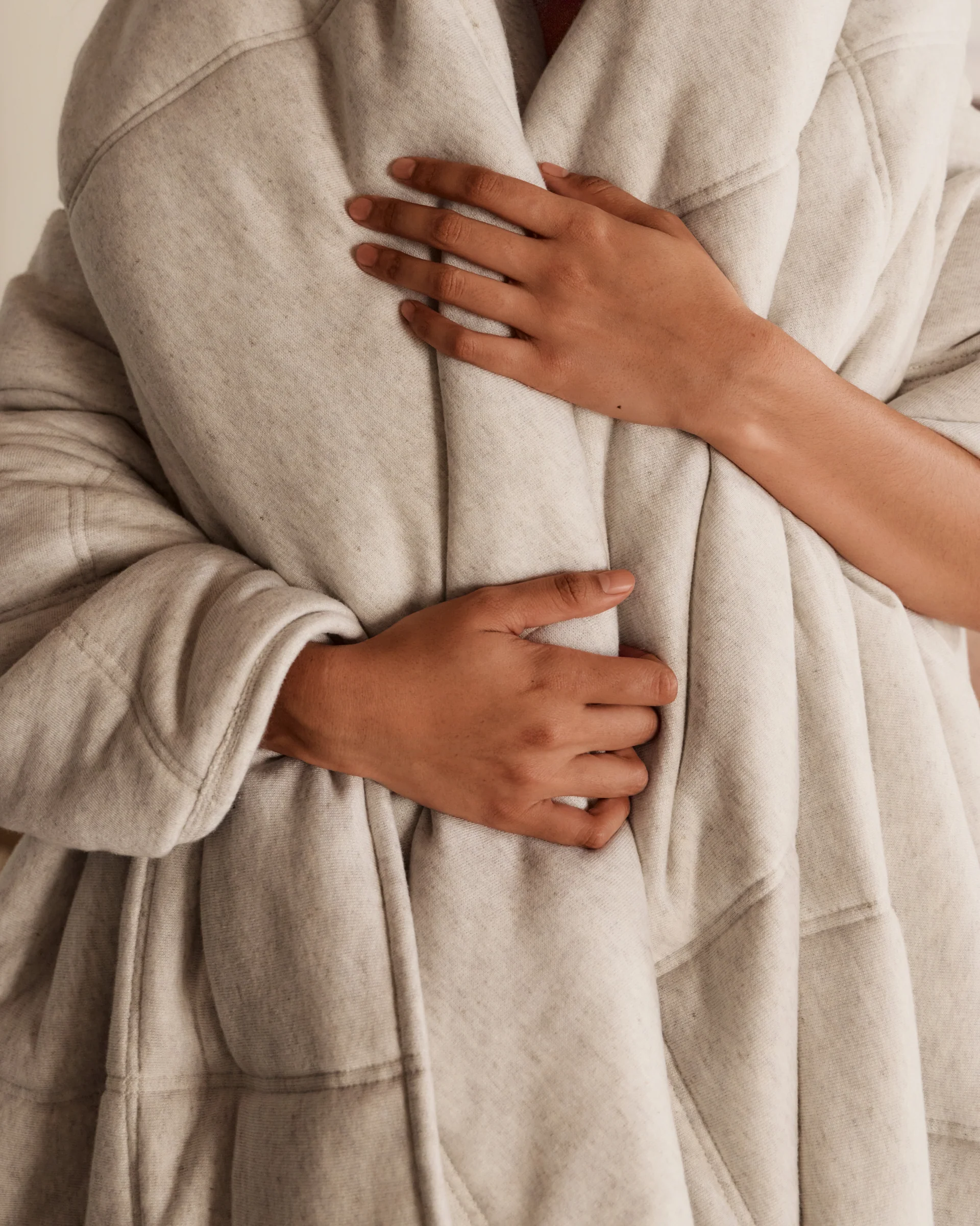 Linen Tencel Jersey Quilt (Heathered Oatmeal) - Image 5