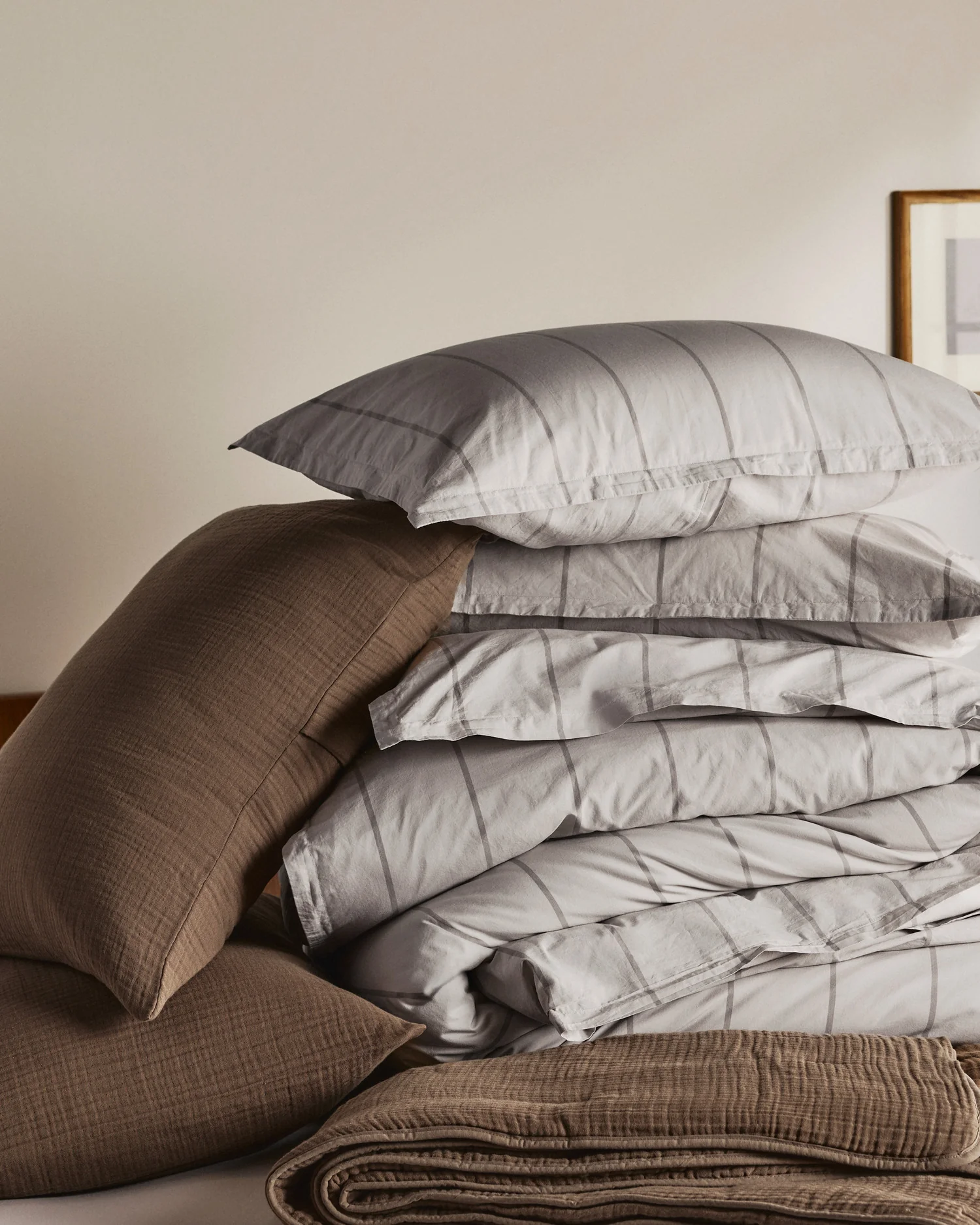 Percale Duvet Cover Set - Pebble Stripe F/Q - Image 2