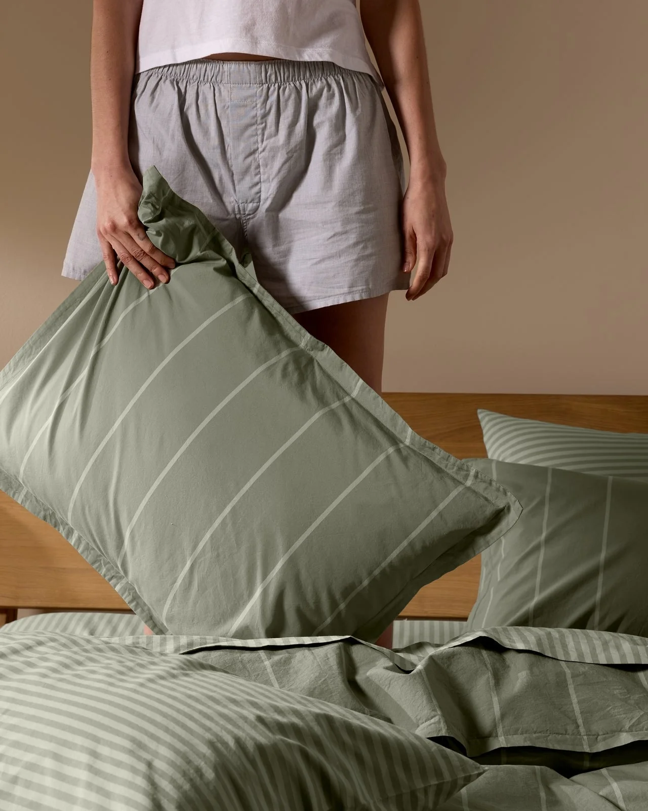 Percale Sham Set (Moss Stripe) - Image 5